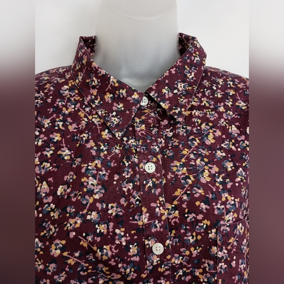 LL Bean Red Maroon Floral Wrinkle Free Long Sleeve Shirt Womens Cottage(#848) - Picture 4 of 9